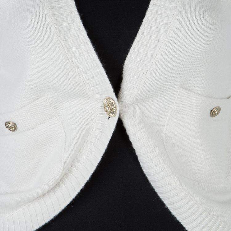 Pre Owned Chanel Cream Cashmere Vest S