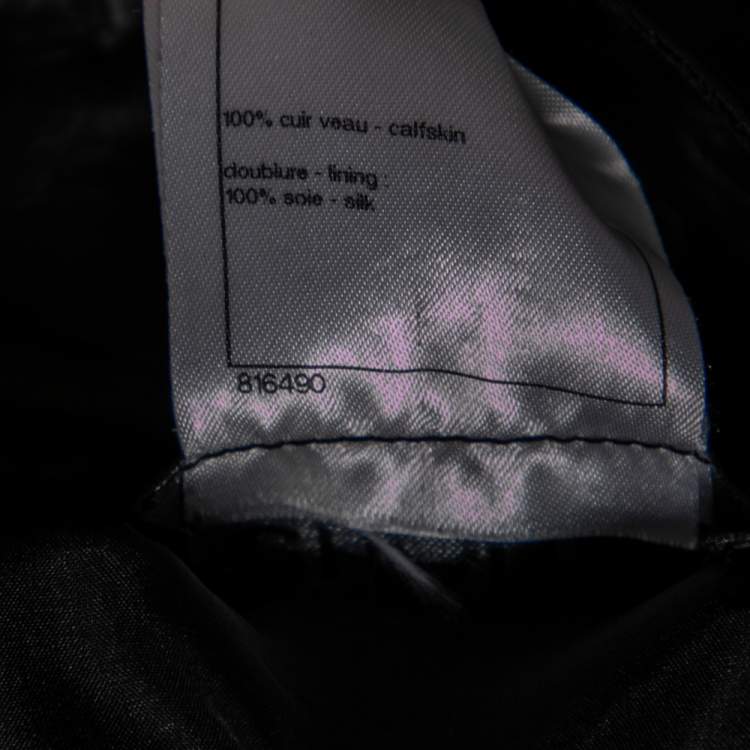 Pre Owned Chanel Black Leather Lace Up Detailed Short Skirt M