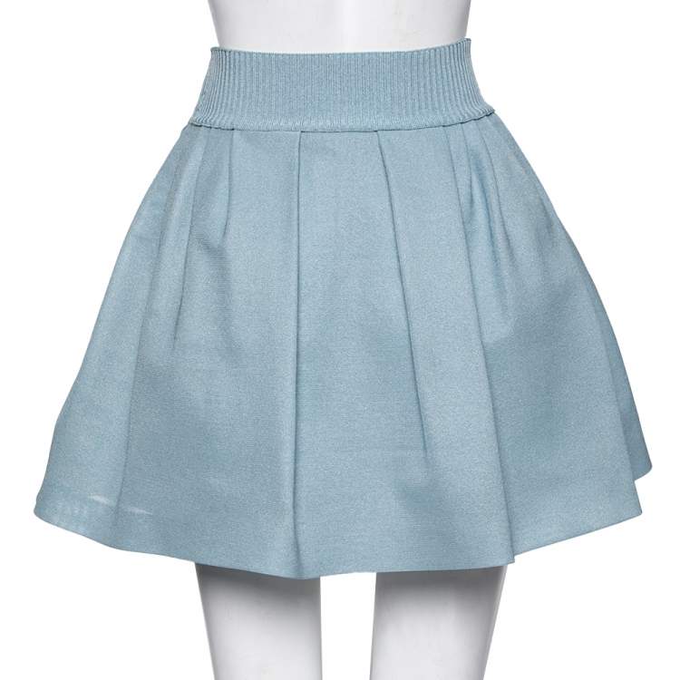 مملوكة مسبقًا Chanel Light Blue Mesh Pleated Puff Skirt S