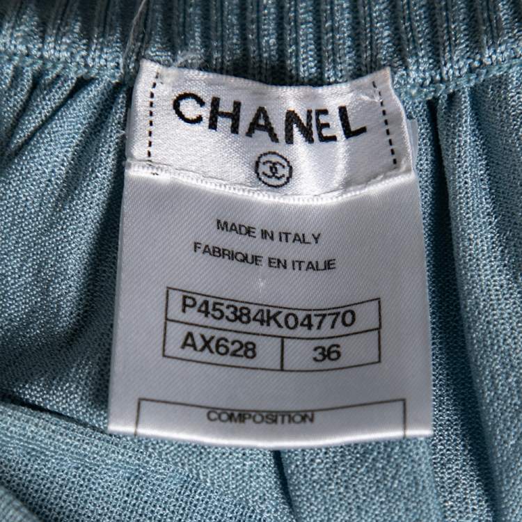 مملوكة مسبقًا Chanel Light Blue Mesh Pleated Puff Skirt S