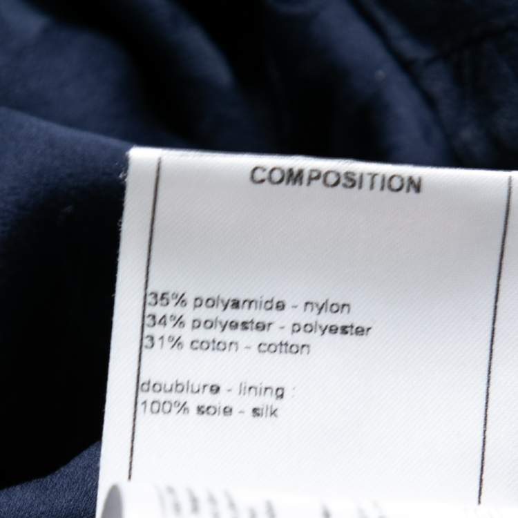 Pre Owned Chanel Navy Blue Boucle Open Front Coat L