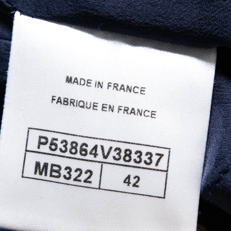 Pre Owned Chanel Navy Blue Boucle Open Front Coat L