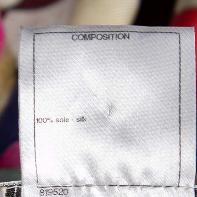 Pre Owned Chanel Multicolor Floral Printed Silk Button Front Blouse M