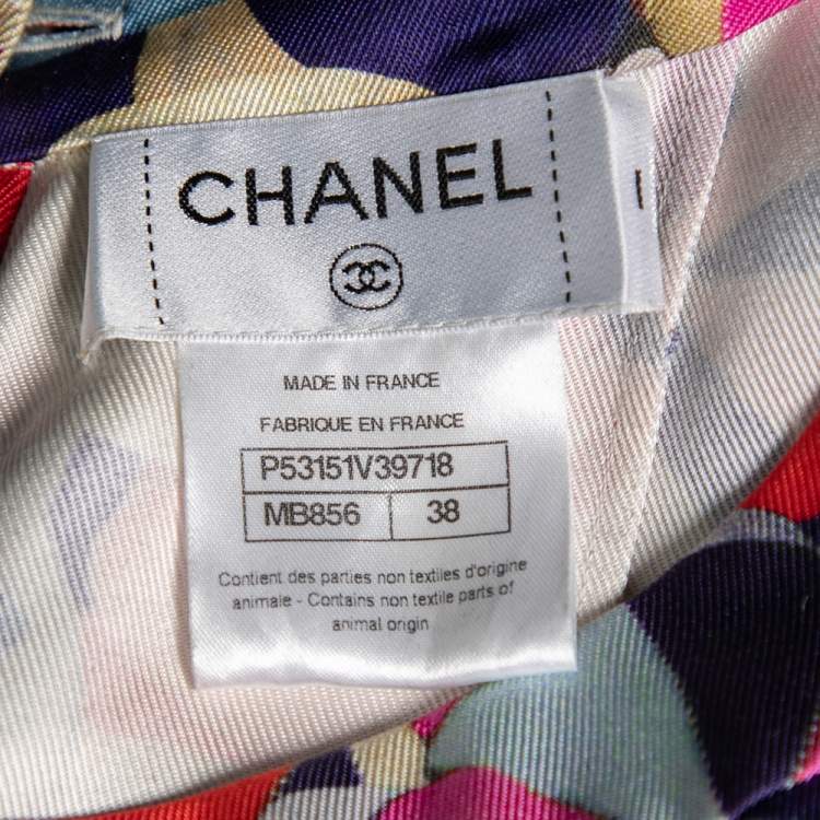 Pre Owned Chanel Multicolor Floral Printed Silk Button Front Blouse M