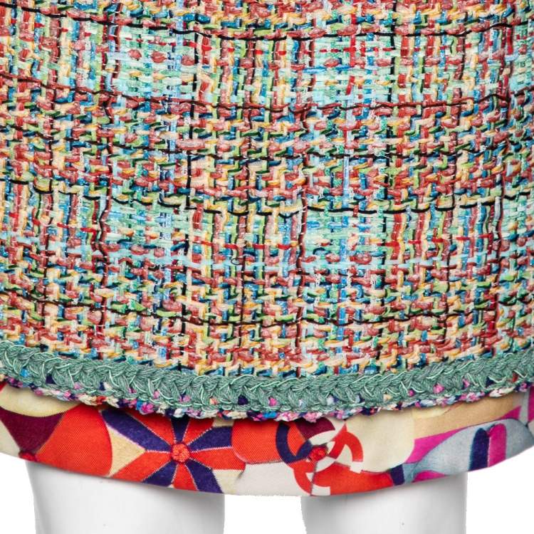 Pre Owned Chanel Multicolor Tweed Mini Skirt M