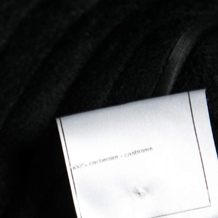 Pre Owned Chanel Black Cashmere Broach Detailed Cape M