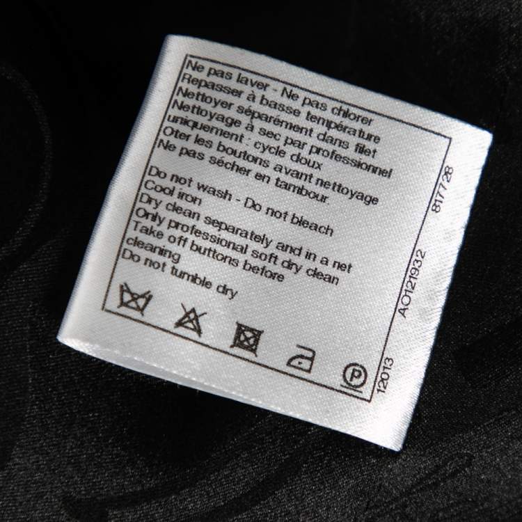 Pre Owned Chanel Black Textured Wool & Satin Trimmed Cape Coat M