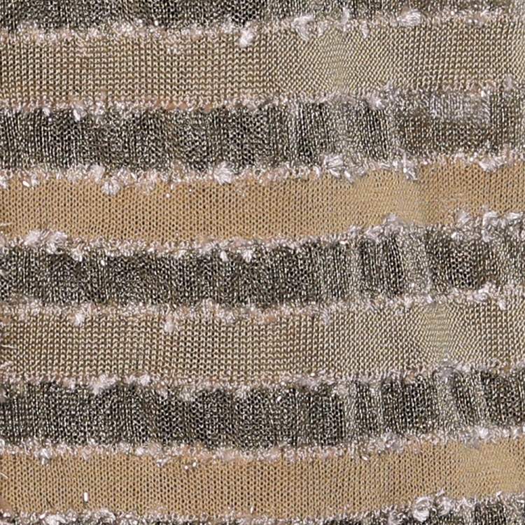 Pre Owned Chanel Gold Lurex Knit Bead Embellished Hook Front Cardigan M