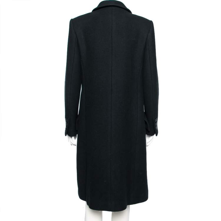 Pre Owned Chanel Black Wool Double Breasted Coat M