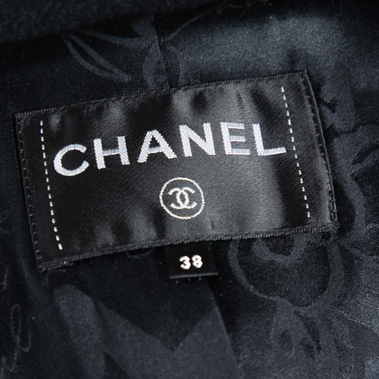 Pre Owned Chanel Black Wool Double Breasted Coat M