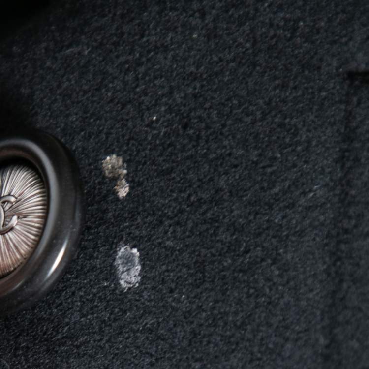 Pre Owned Chanel Black Wool Double Breasted Coat M