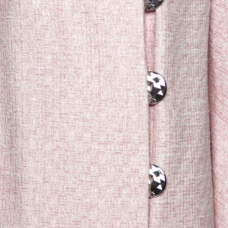 Pre Owned Chanel Pink Lurex Tweed Coat M 