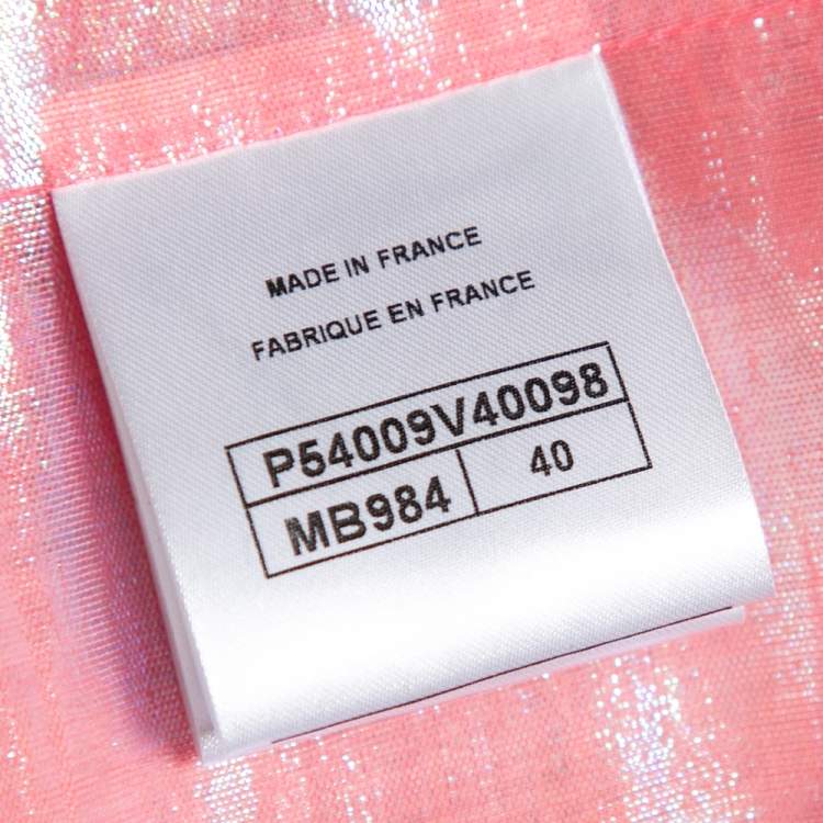 Pre Owned Chanel Pink Lurex Tweed Coat M 