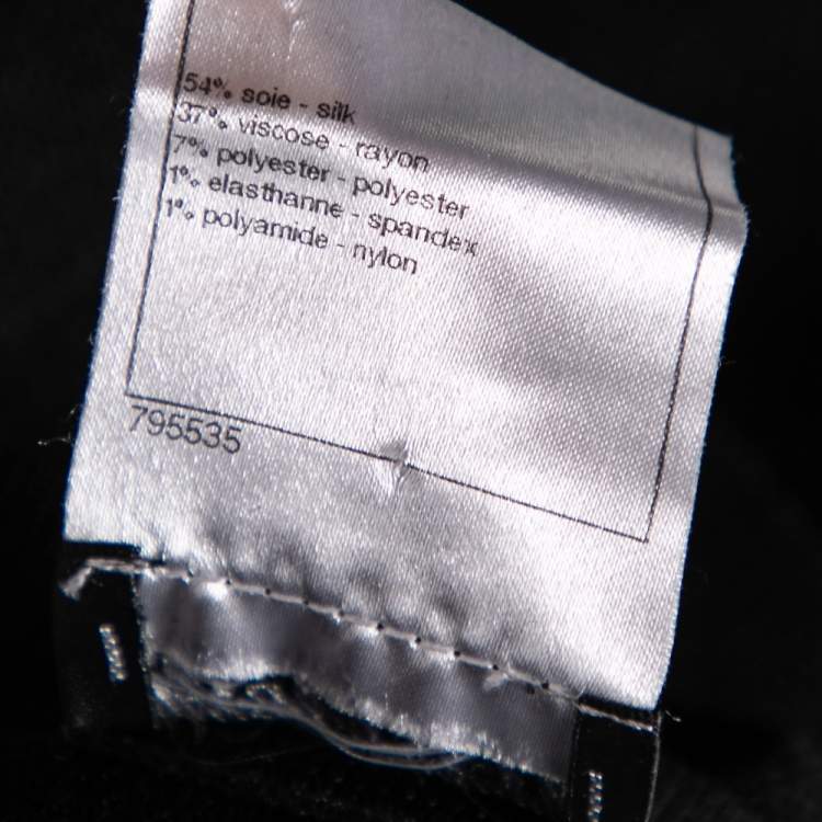 Pre Owned Chanel Black Patterned Silk Knit Sleeveless Dress M 