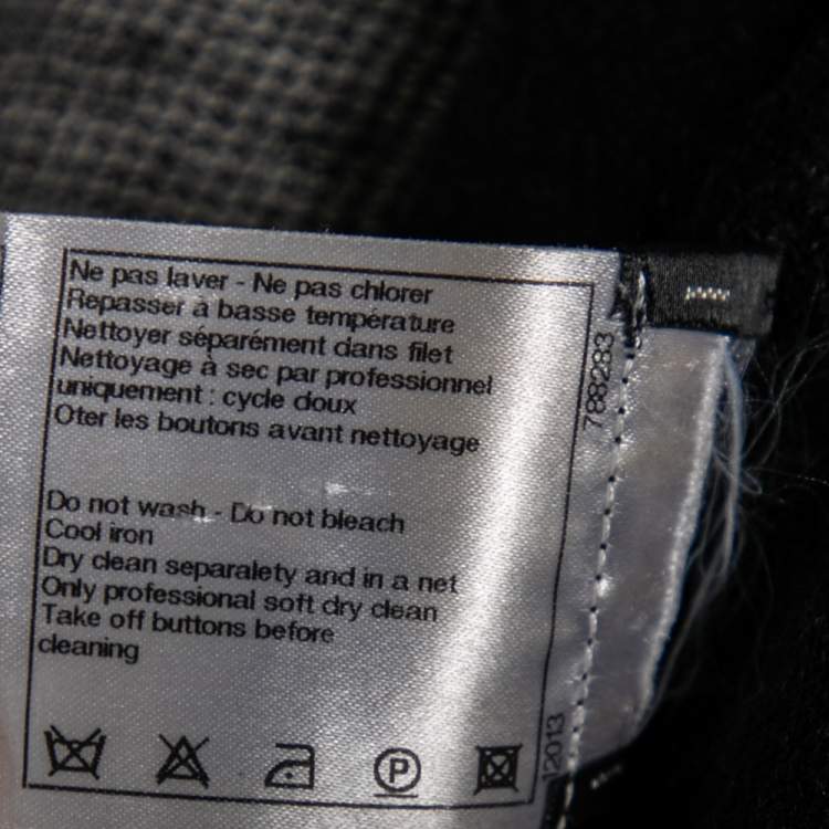 مملوكة مسبقًا Chanel Monochrome Jacquard Wool Long Sleeve Sheath Dress M