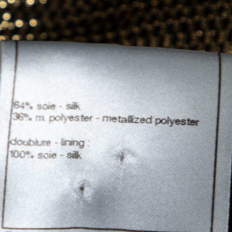 Pre Owned Chanel Gold Lurex Silk Pleated Sleeveless Top M