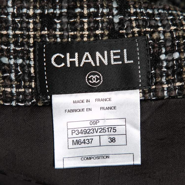 Pre Owned Chanel Black Tweed Box Pleated Mini Skirt M