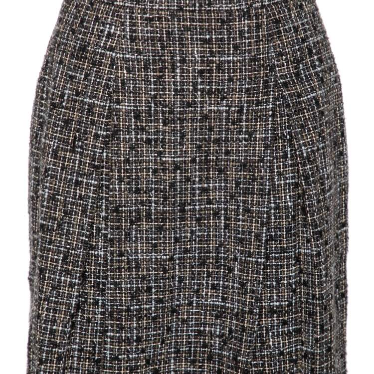 Pre Owned Chanel Black Tweed Box Pleated Mini Skirt M