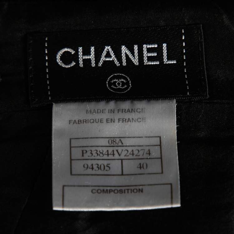 Pre Owned Chanel Black Tweed Paneled Mini Skirt M