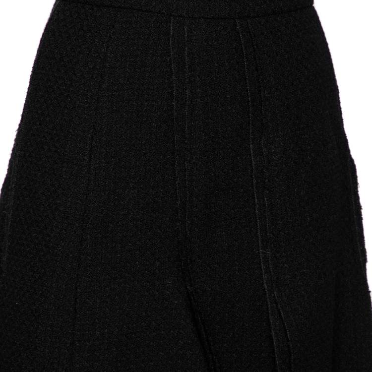Pre Owned Chanel Black Tweed Paneled Mini Skirt M