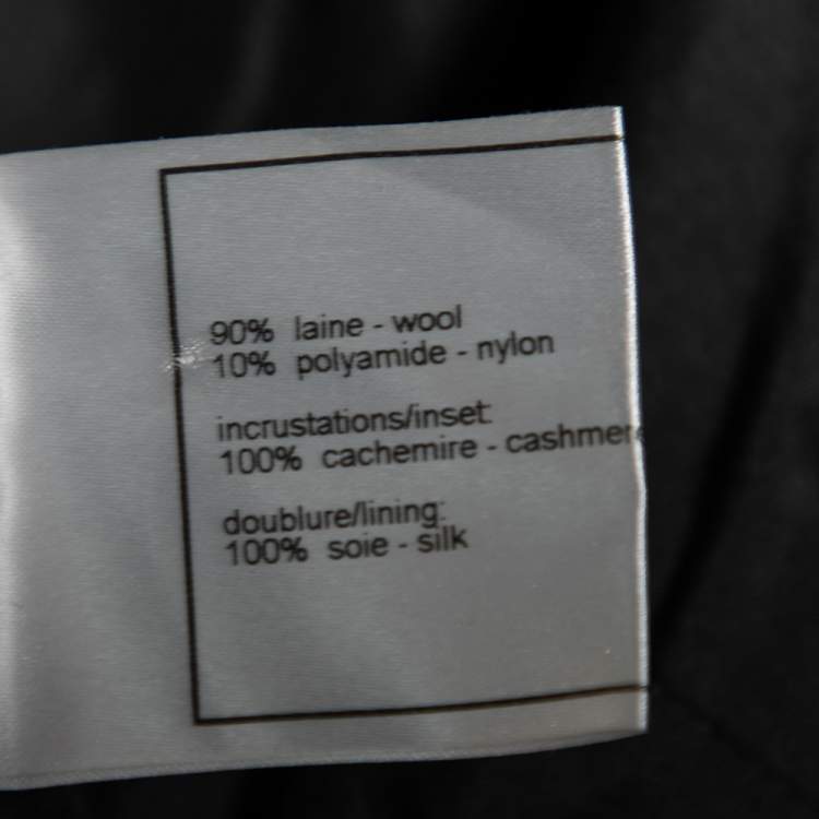 Pre Owned Chanel Black Patterned Wool Mini Skirt L