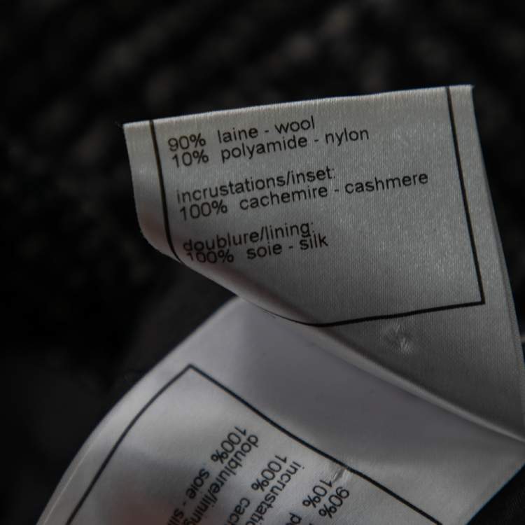 Pre Owned Chanel Black Patterned Wool Mini Skirt L