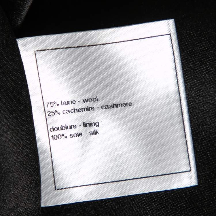 Pre Owned Chanel Black Wool Brooch Detail Cape M 