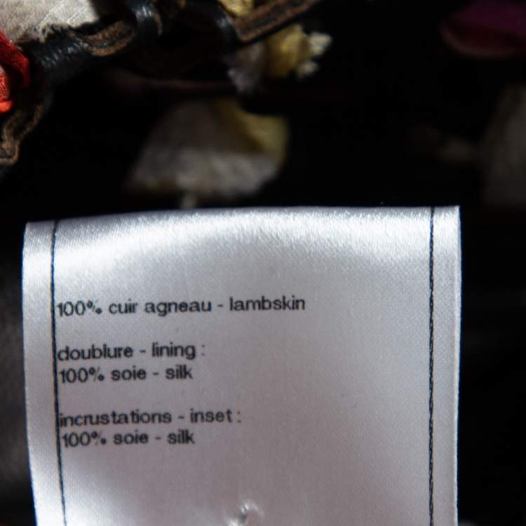 Pre Owned Chanel Black Laser Cut Leather & Silk Inset Blazer Jacket M 