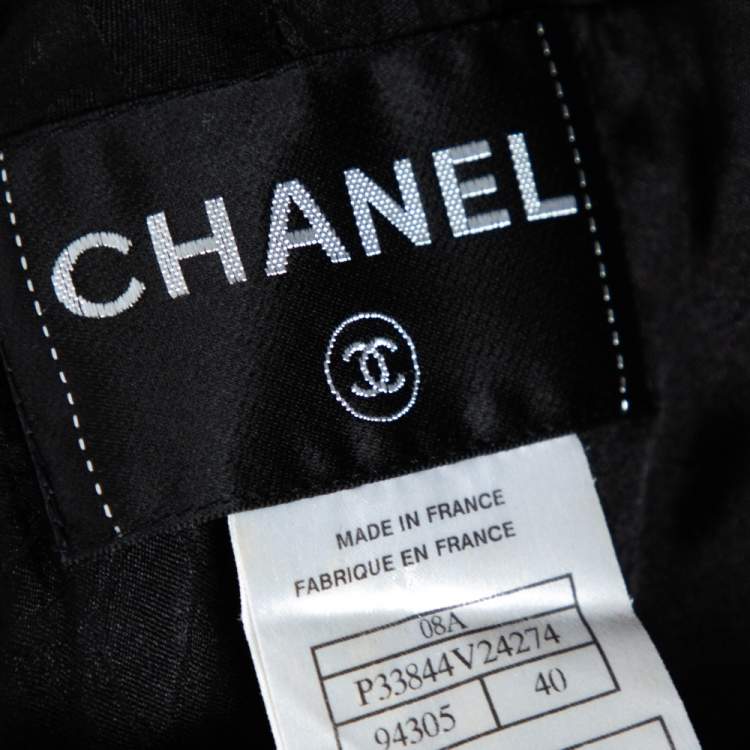 Pre Owned Chanel Black Wool Flared Hem Detailed Button Front Jacket M 