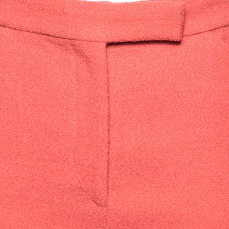 Pre Owned Chanel Pink Textured Wool Fringed Hem Detail Pants M 