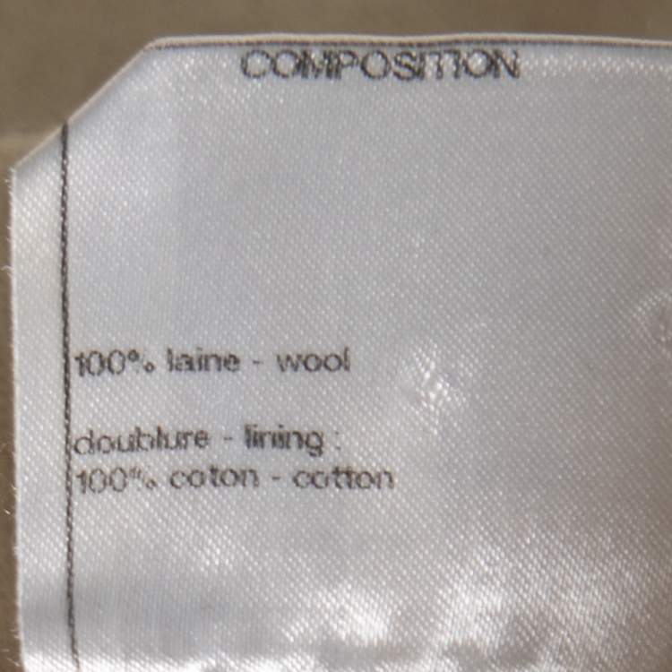 Pre Owned Chanel Cream Wool Logo Embroidered Straight Pants M