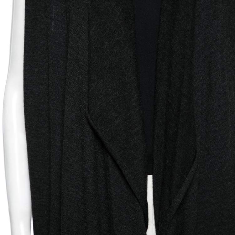 Pre Owned Chanel Dark Grey Cashmere Sleeveless Cardigan M
