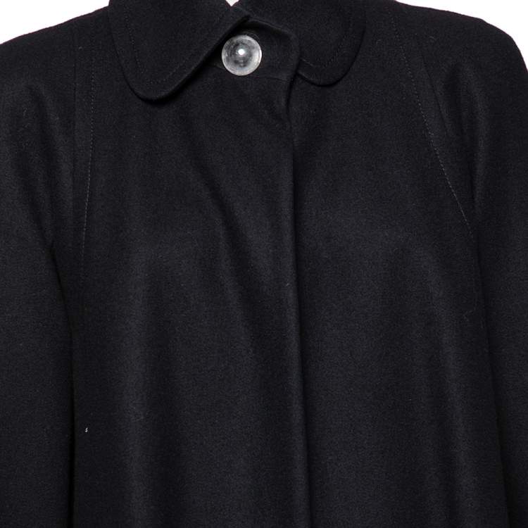 Pre Owned Chanel Black Wool Open Front Overcoat M