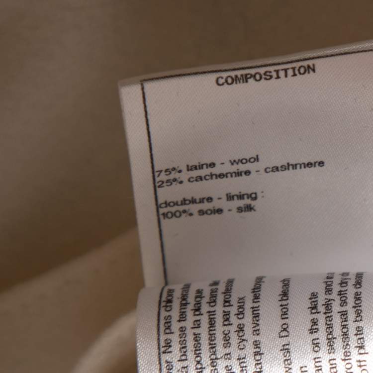 Pre Owned Chanel White Cashmere Open Front Overcoat M