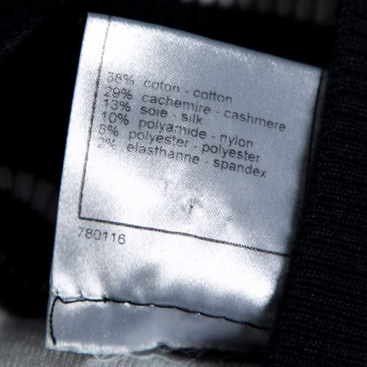 مملوكة مسبقًا Chanel Navy Blue & White Striped Knit Plane Embellished Jumper & Skirt Set S