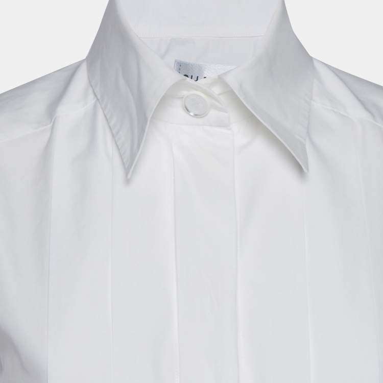 Pre Owned Chanel White Cotton Button Front Sleeveless Shirt S