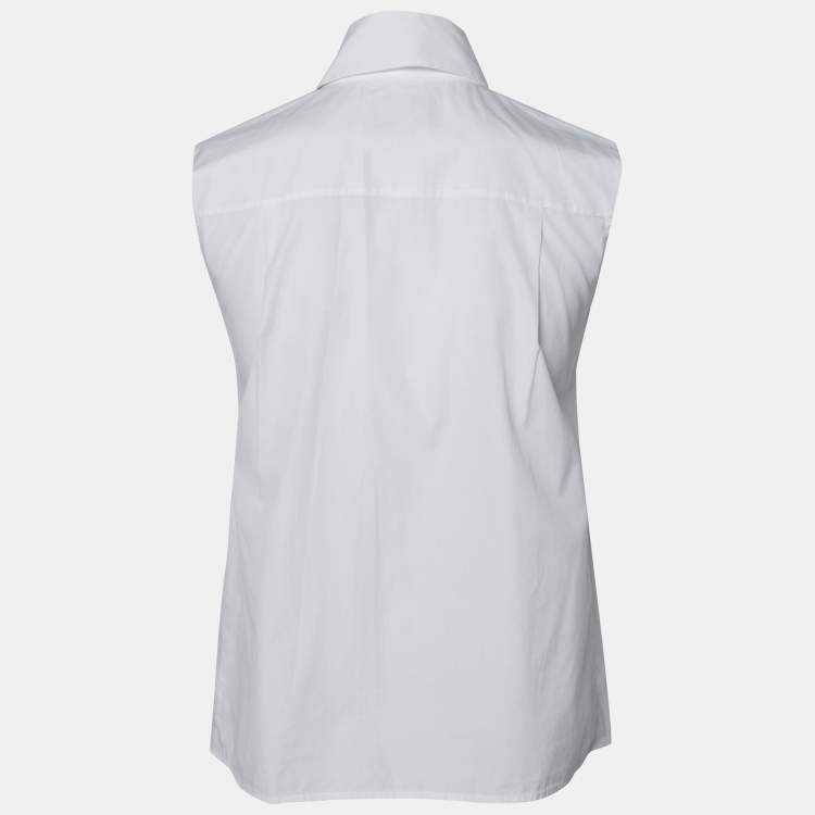Pre Owned Chanel White Cotton Button Front Sleeveless Shirt S