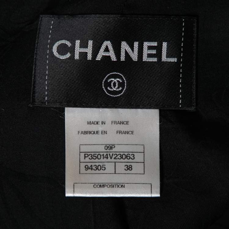 Pre Owned Chanel Black Tweed Flared Hem Long Sleeve Jacket M