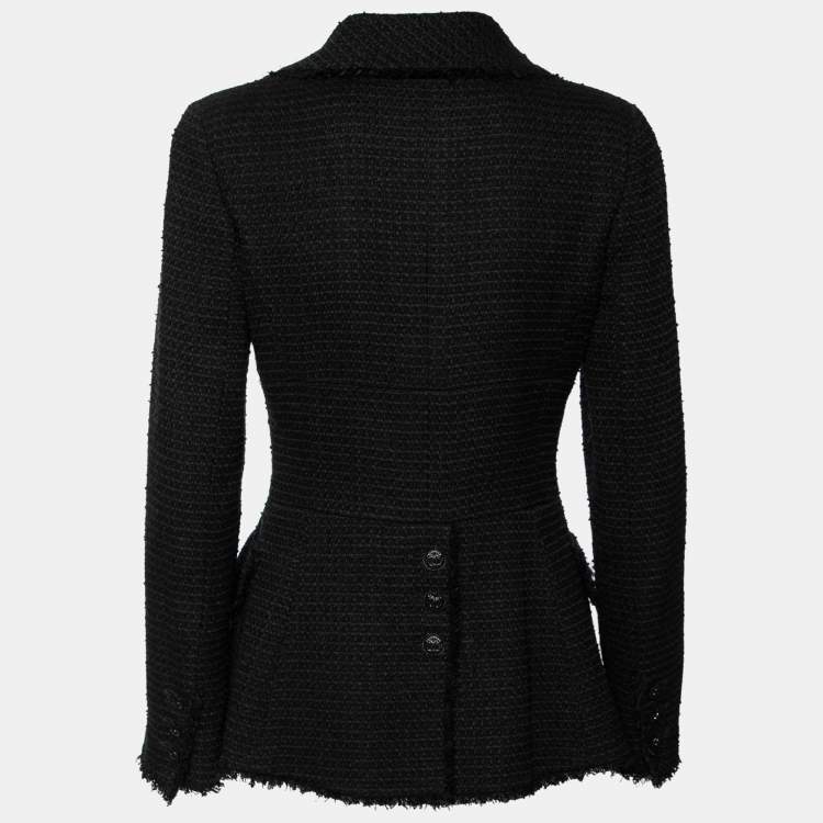 Chanel Black Tweed Flared Hem Long Sleeve Jacket M Chanel