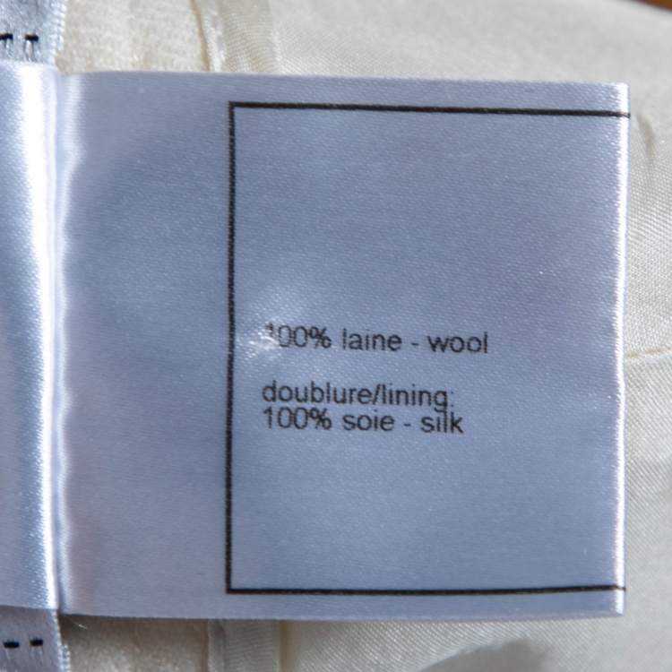 Pre Owned Chanel Cream Wool Straight Pants M