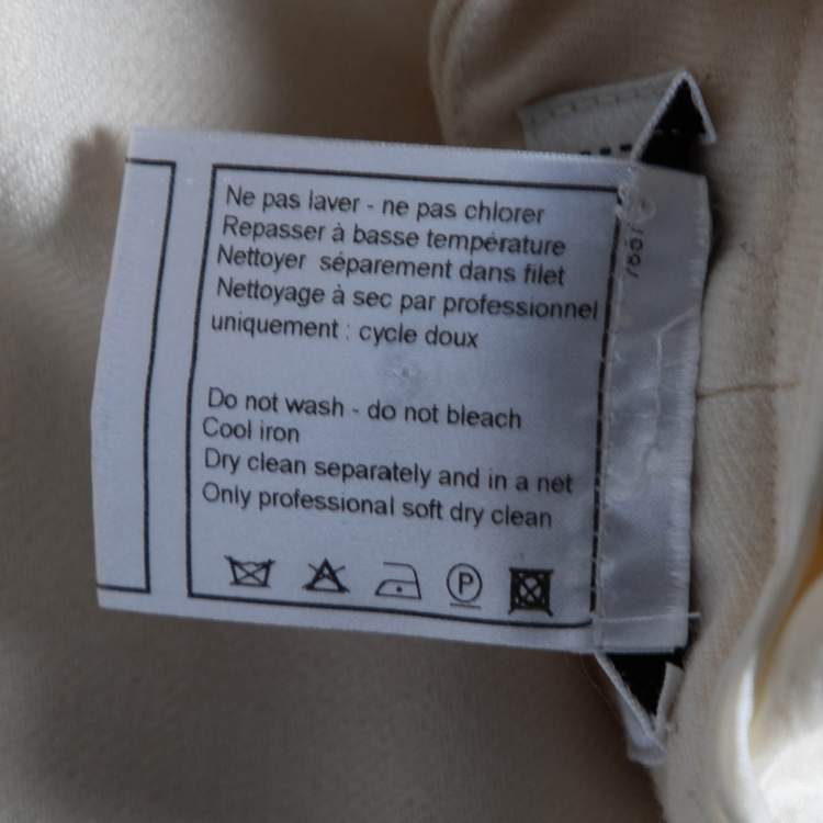 Pre Owned Chanel Cream Wool Straight Pants M