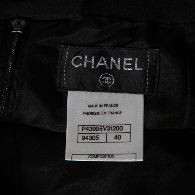 Pre Owned Chanel Black Silk Crepe Draped Skirt M