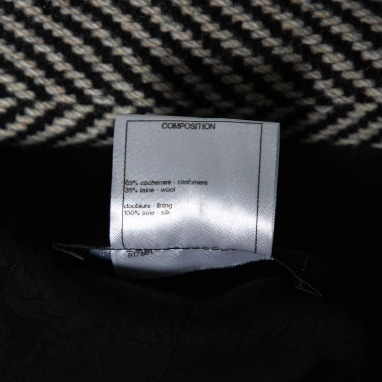 Pre Owned Chanel Monochrome Patterned Cashmere & Wool Button Front Jacket M