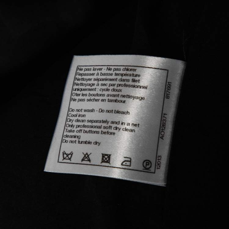 Pre Owned Chanel Monochrome Patterned Cashmere & Wool Button Front Jacket M