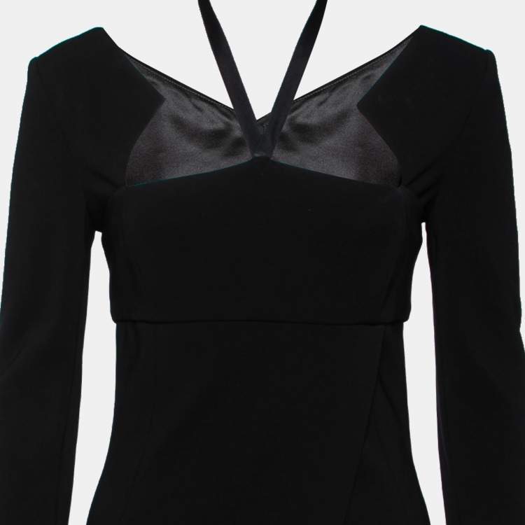 Pre Owned Chanel Black Stretch Knit Cut-Out Back Detail Midi Dress M 