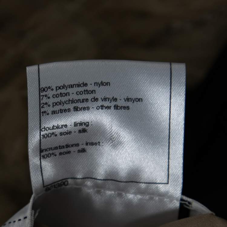 Pre Owned Chanel Beige Embellished Woven Tulle Flared Dress M