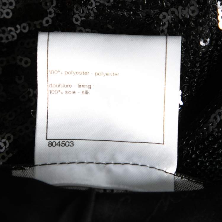 Pre Owned Chanel Black Sequin Embellished Zip Front Jacket S