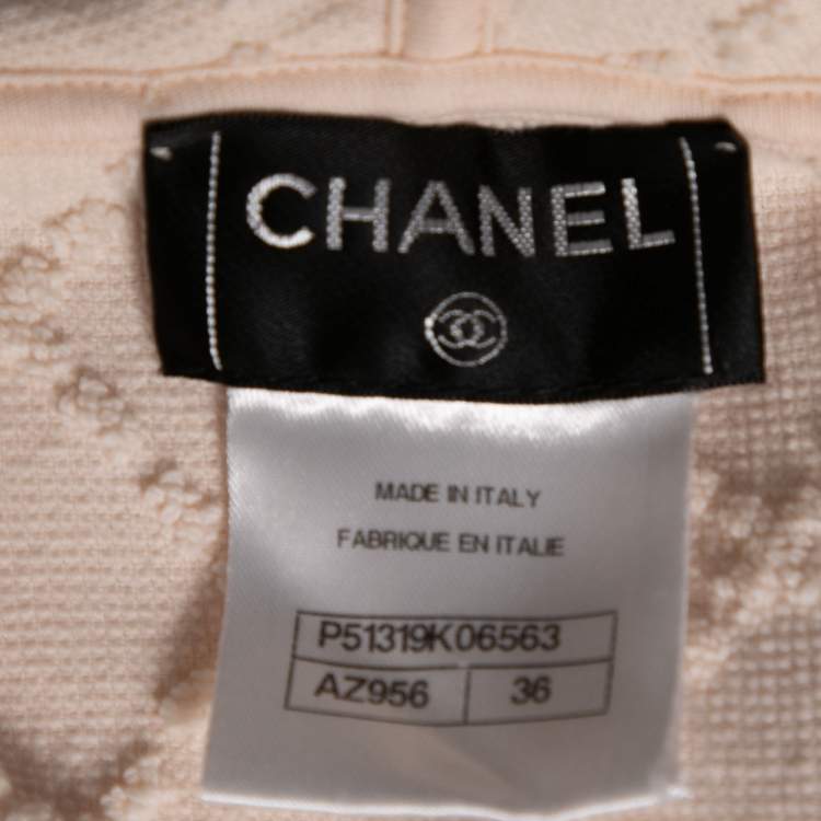 Pre Owned Chanel Peach Patterned Terry Cotton Fringed Hooded Dress S