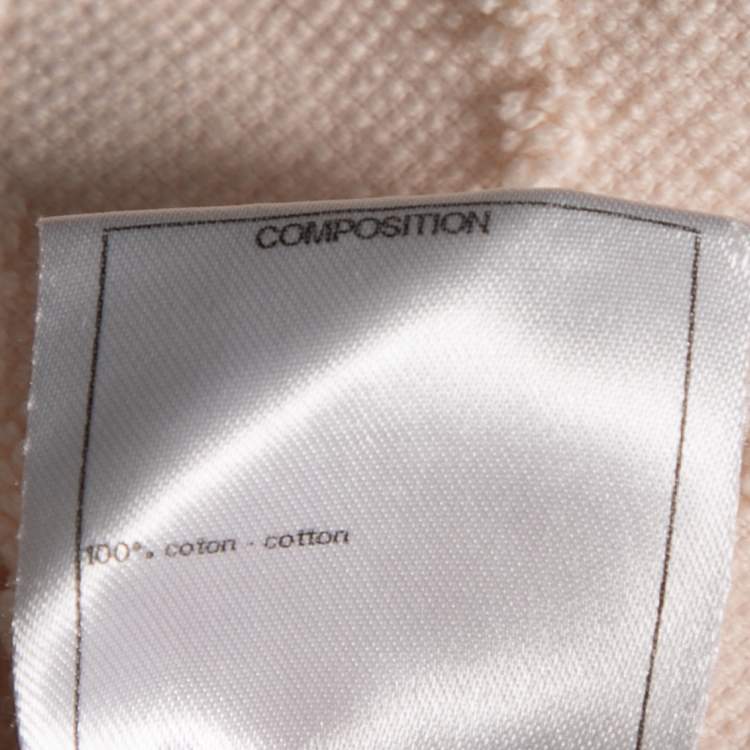 Pre Owned Chanel Peach Patterned Terry Cotton Fringed Hooded Dress S