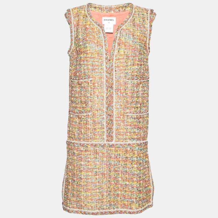 Chanel Multicolor Tweed Sleeveless Short Dress L Chanel